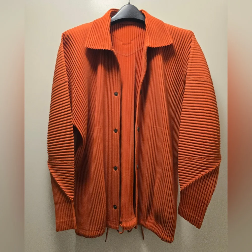 Issey Orange Ribbed Button-Up Jacket - Picture 2 of 8